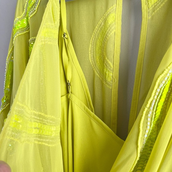 ASOS DESIGN Rouleaux Loop Tie Waist Mini Dress Sequin & Bead Embellishment Sz 16 - Picture 15 of 16